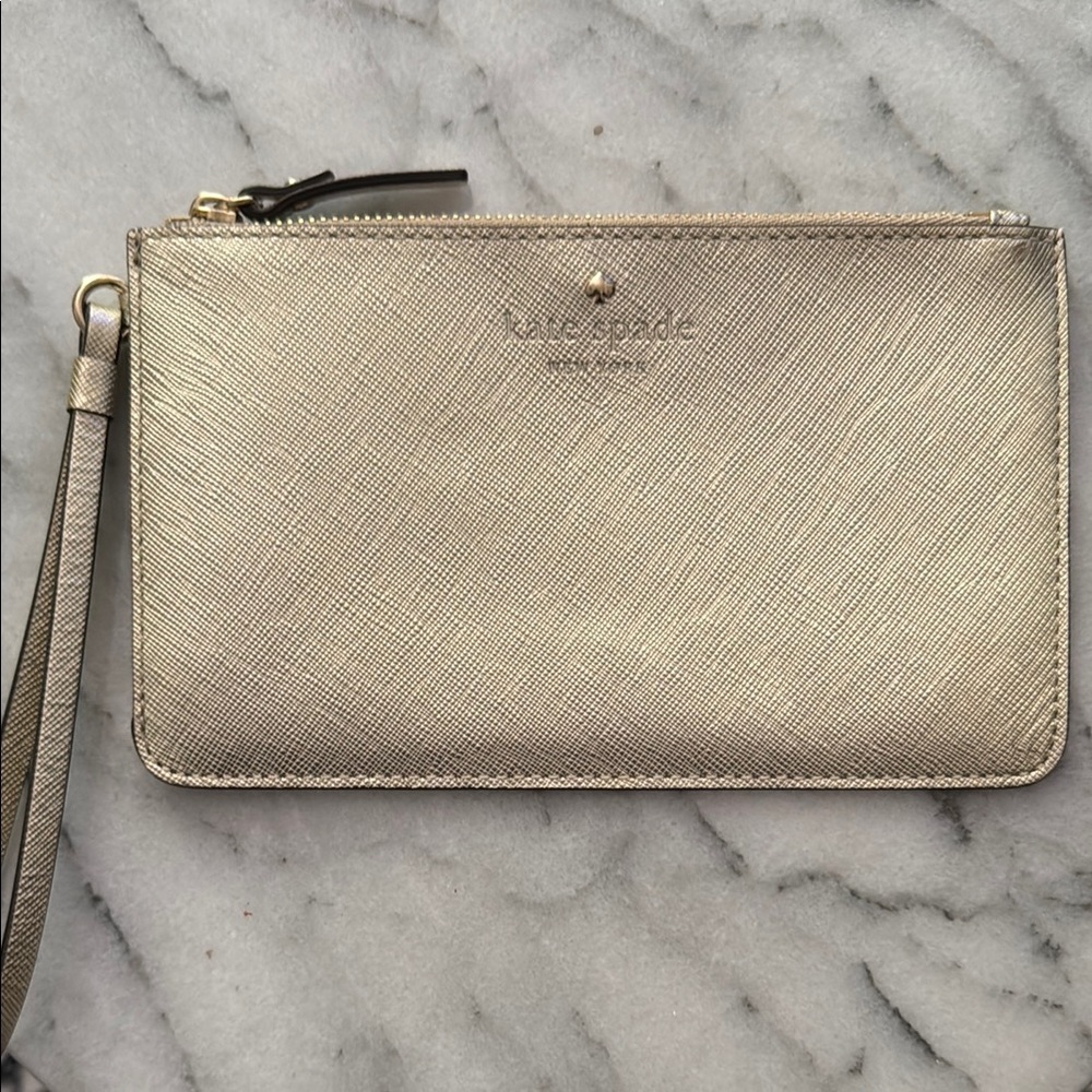 Kate Spade Metallic Leather Gold Wristlet